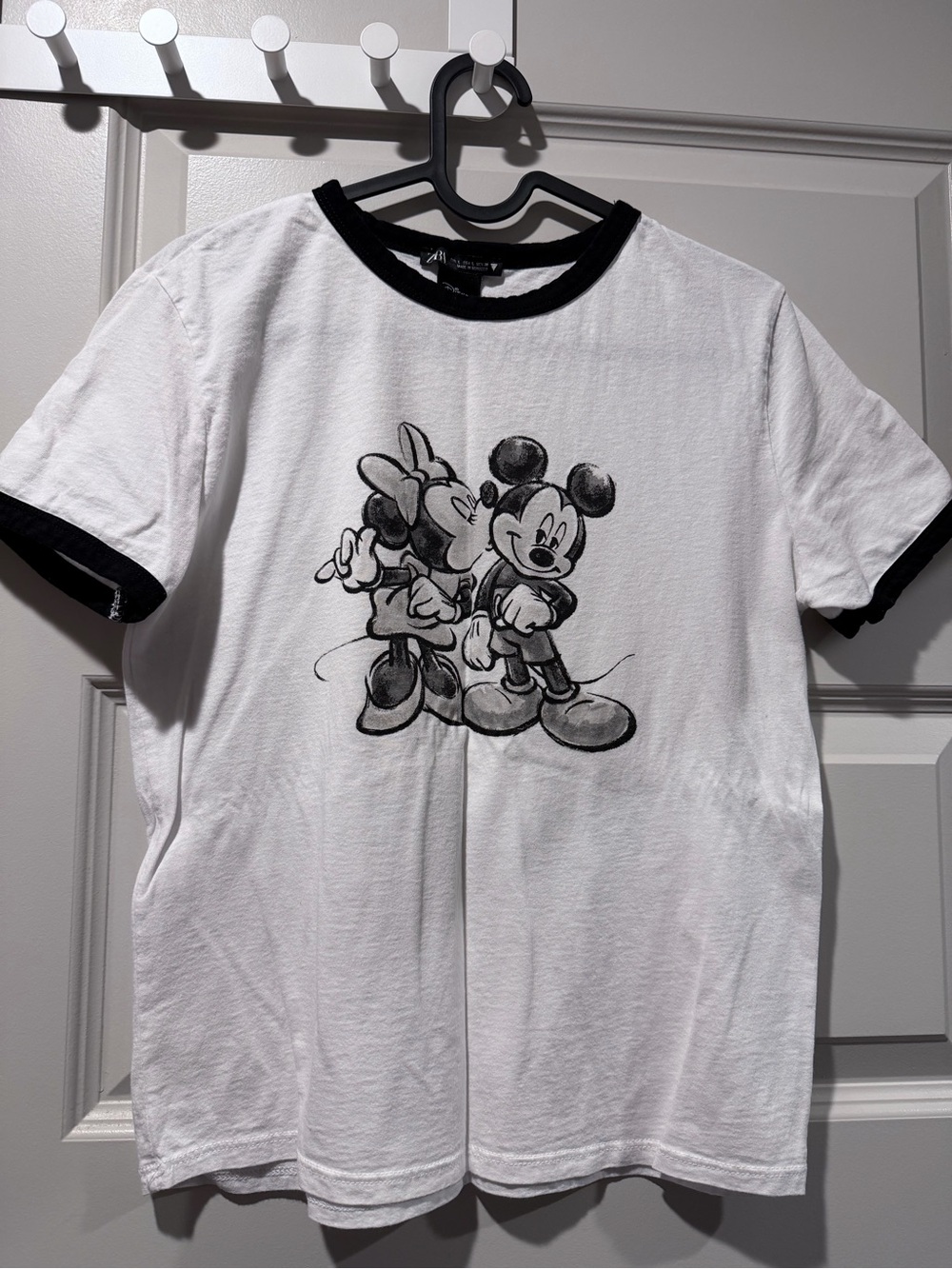 ZARA Mickey & Minnie Ringer Tee in White and Black